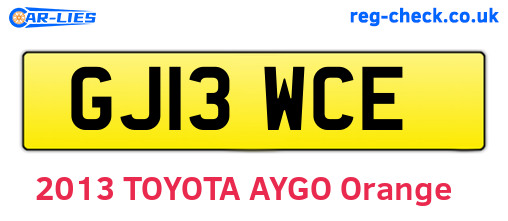 GJ13WCE are the vehicle registration plates.