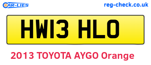 HW13HLO are the vehicle registration plates.
