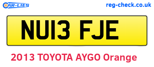 NU13FJE are the vehicle registration plates.