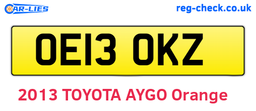 OE13OKZ are the vehicle registration plates.