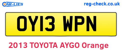 OY13WPN are the vehicle registration plates.