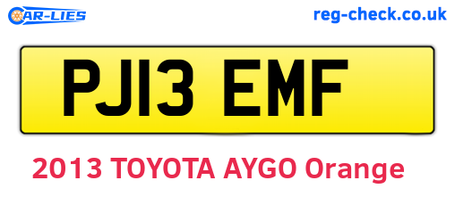 PJ13EMF are the vehicle registration plates.