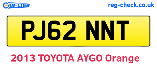 PJ62NNT are the vehicle registration plates.