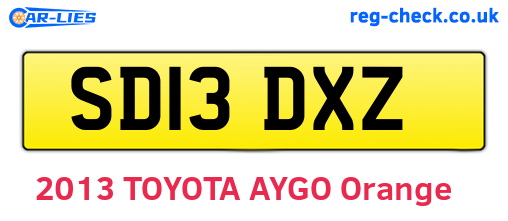 SD13DXZ are the vehicle registration plates.