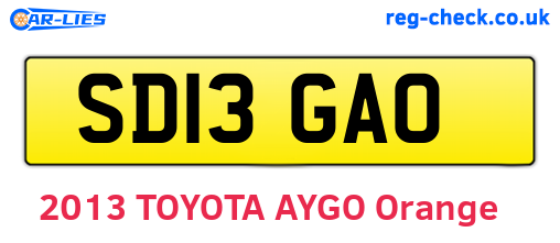 SD13GAO are the vehicle registration plates.