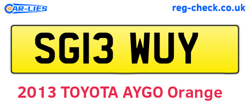 SG13WUY are the vehicle registration plates.