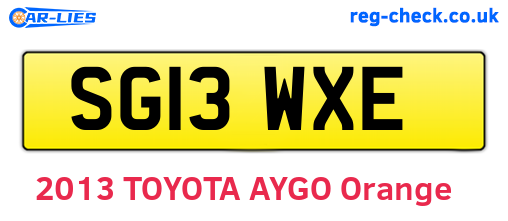 SG13WXE are the vehicle registration plates.