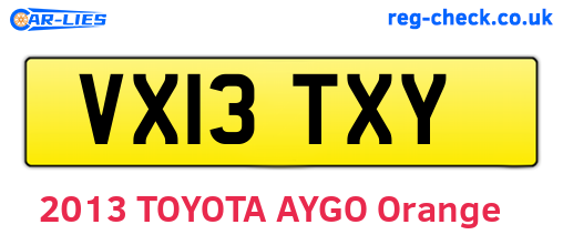 VX13TXY are the vehicle registration plates.