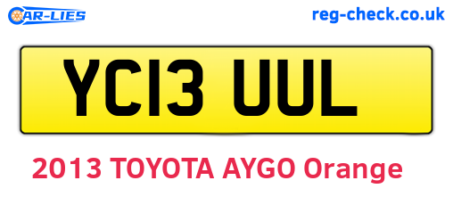 YC13UUL are the vehicle registration plates.