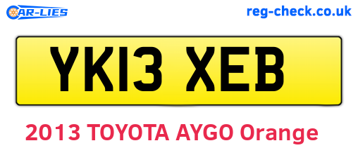 YK13XEB are the vehicle registration plates.