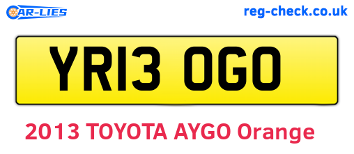 YR13OGO are the vehicle registration plates.