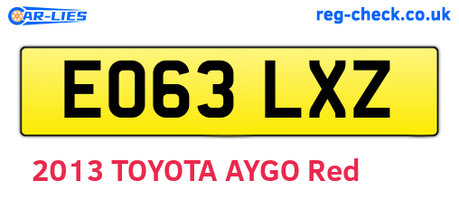 EO63LXZ are the vehicle registration plates.