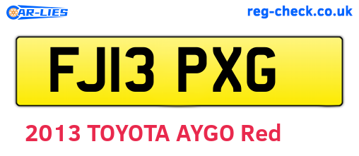 FJ13PXG are the vehicle registration plates.