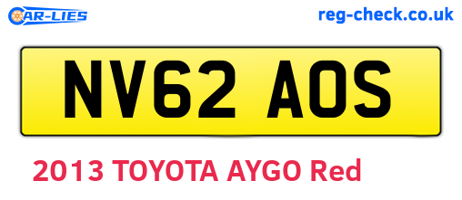 NV62AOS are the vehicle registration plates.