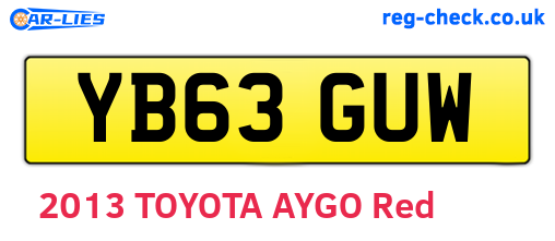 YB63GUW are the vehicle registration plates.