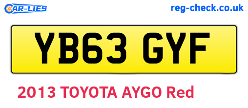 YB63GYF are the vehicle registration plates.
