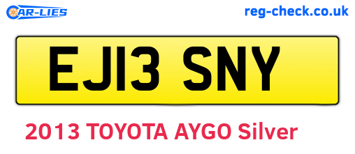 EJ13SNY are the vehicle registration plates.
