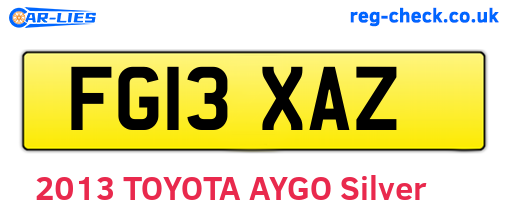 FG13XAZ are the vehicle registration plates.