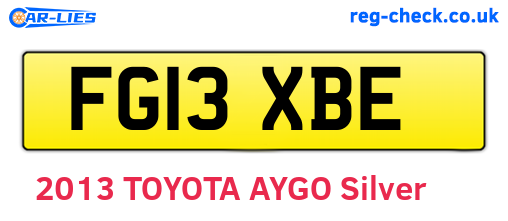 FG13XBE are the vehicle registration plates.