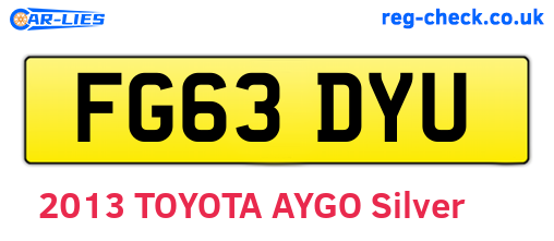 FG63DYU are the vehicle registration plates.