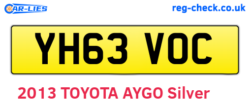 YH63VOC are the vehicle registration plates.
