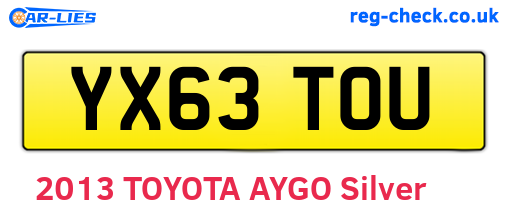 YX63TOU are the vehicle registration plates.