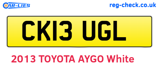 CK13UGL are the vehicle registration plates.