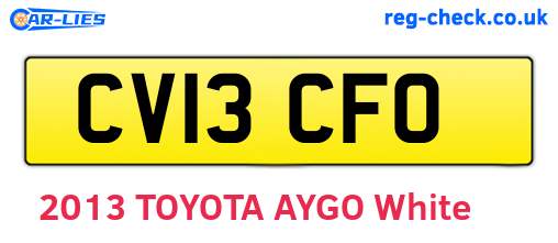 CV13CFO are the vehicle registration plates.