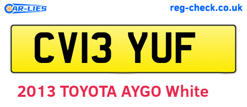 CV13YUF are the vehicle registration plates.