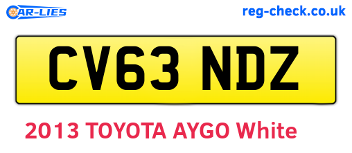 CV63NDZ are the vehicle registration plates.
