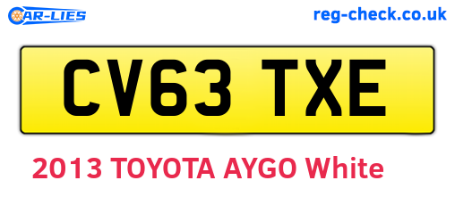 CV63TXE are the vehicle registration plates.