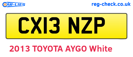 CX13NZP are the vehicle registration plates.