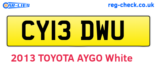 CY13DWU are the vehicle registration plates.
