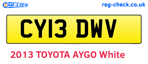 CY13DWV are the vehicle registration plates.
