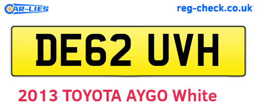 DE62UVH are the vehicle registration plates.