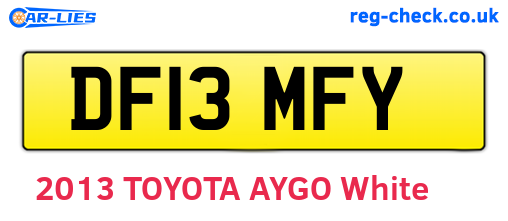 DF13MFY are the vehicle registration plates.