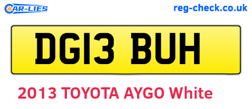 DG13BUH are the vehicle registration plates.