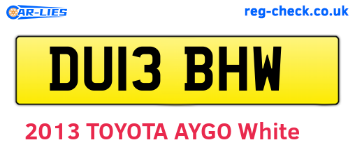 DU13BHW are the vehicle registration plates.