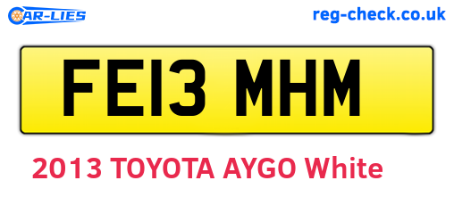 FE13MHM are the vehicle registration plates.