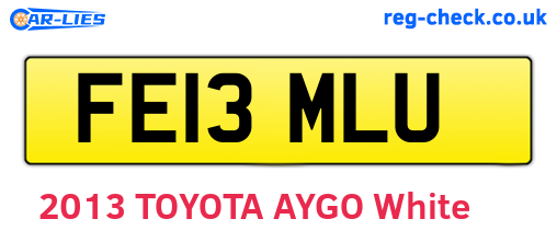 FE13MLU are the vehicle registration plates.