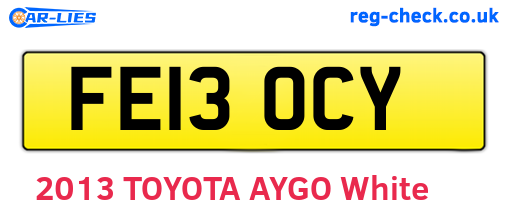 FE13OCY are the vehicle registration plates.