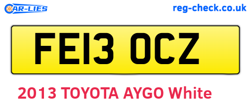 FE13OCZ are the vehicle registration plates.