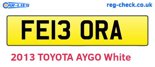 FE13ORA are the vehicle registration plates.