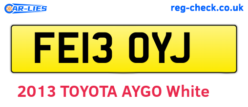 FE13OYJ are the vehicle registration plates.