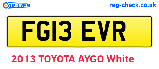 FG13EVR are the vehicle registration plates.