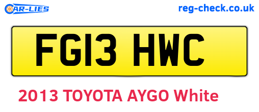 FG13HWC are the vehicle registration plates.