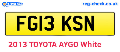 FG13KSN are the vehicle registration plates.