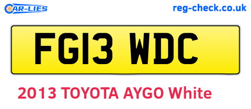 FG13WDC are the vehicle registration plates.