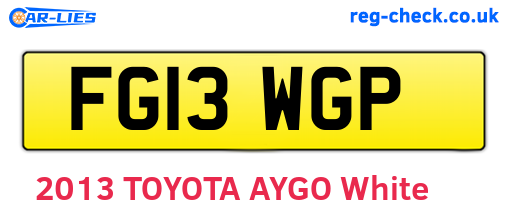 FG13WGP are the vehicle registration plates.
