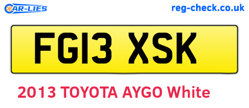 FG13XSK are the vehicle registration plates.
